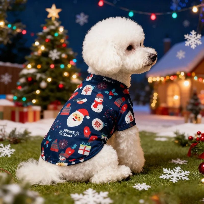 Christmas Print Pet T-Shirt for Dogs & Cats