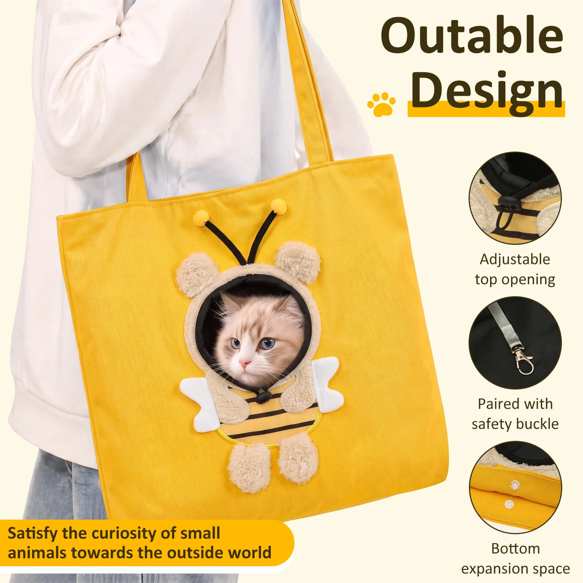 Canvas Pet Carrier Tote with Animal-Detail Face Opening