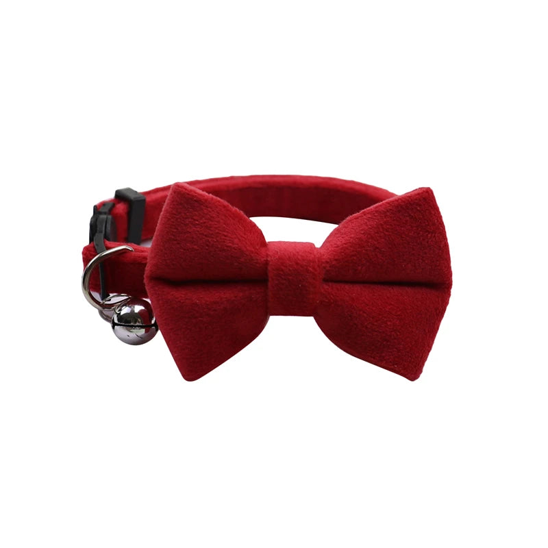 Velvet Bow-Tie Cat Collar with Bell