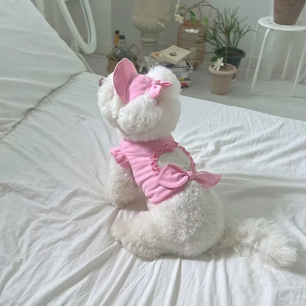 Heart-Cutout Ruffle Pet Top & Matching Hat Set