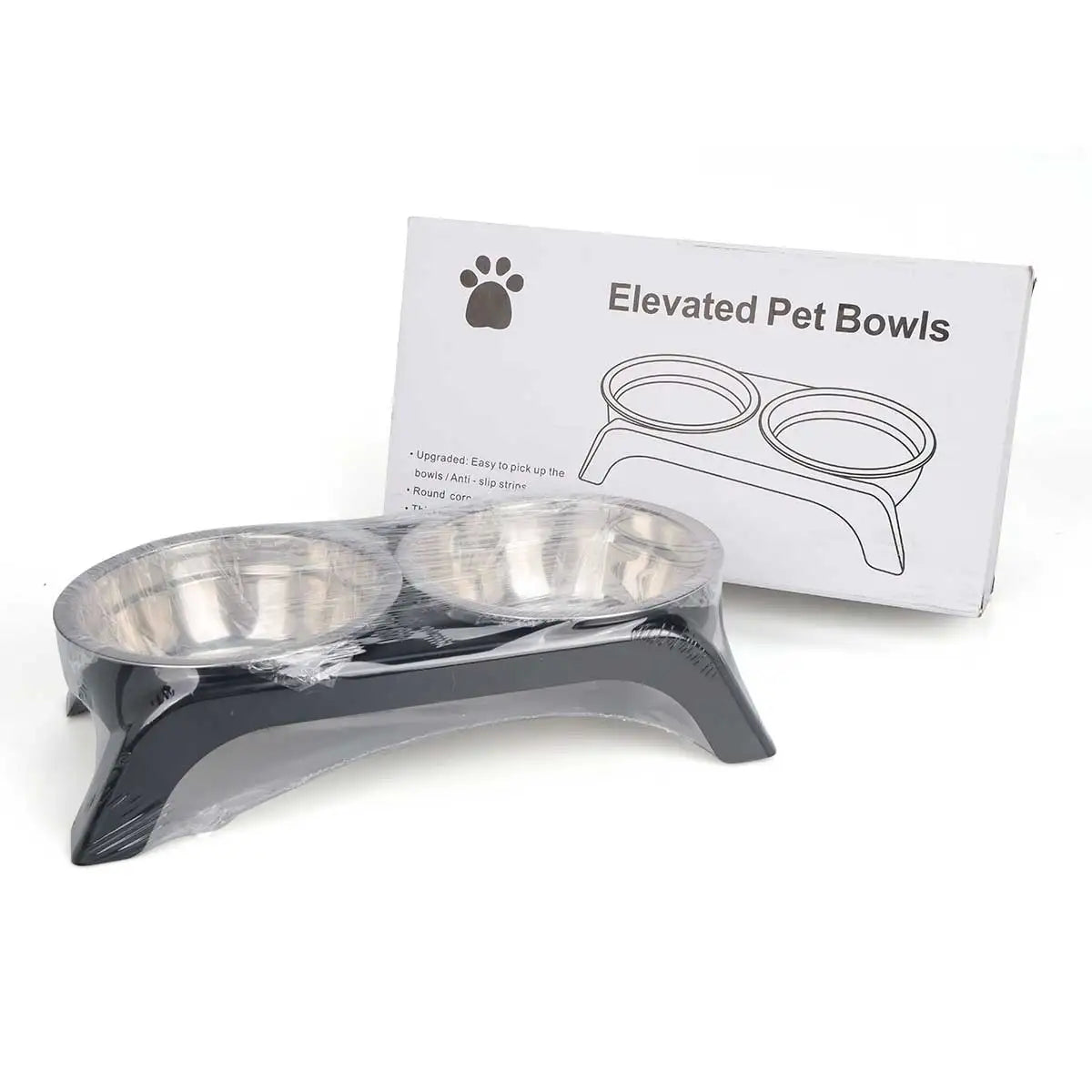 Elevated Double-Bowl Pet Feeder in Black or Gray