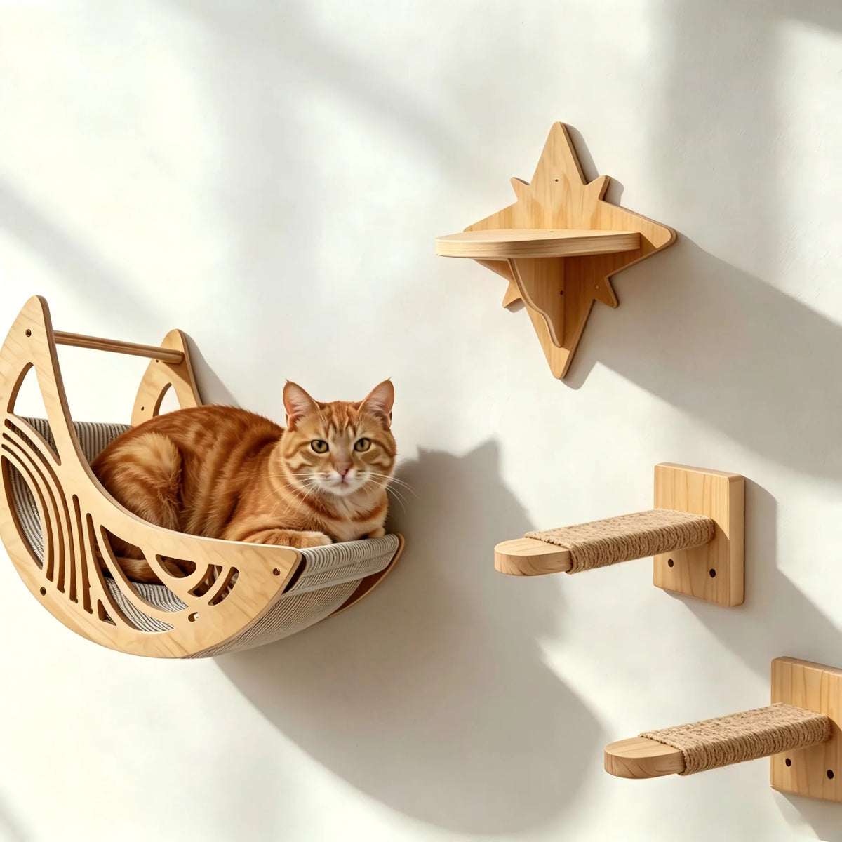 Wall-Mounted Cat Shelves, Steps & Lounging Options