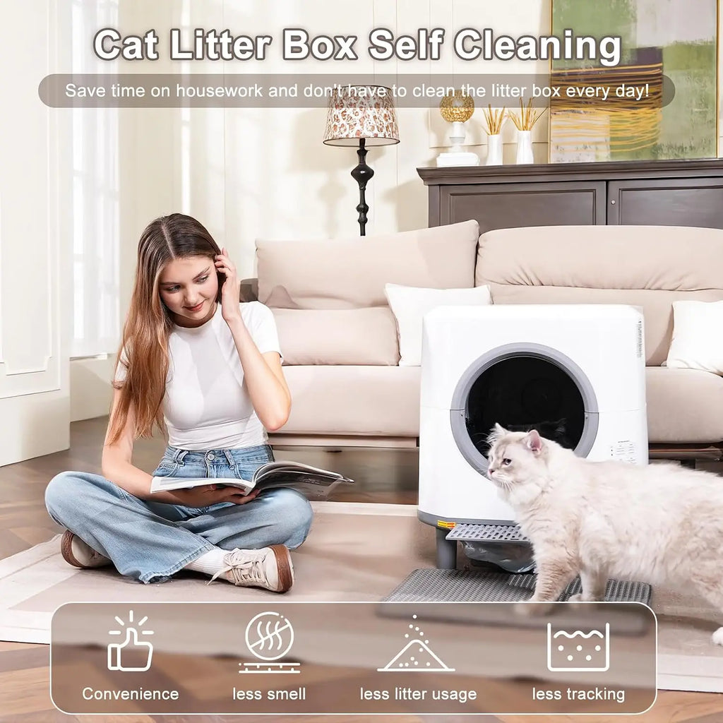 App-Controlled Self-Cleaning Cat Litter Box with Waste Drawer