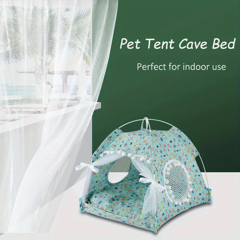 Floral Canopy Tent Bed for Cats & Small Dogs