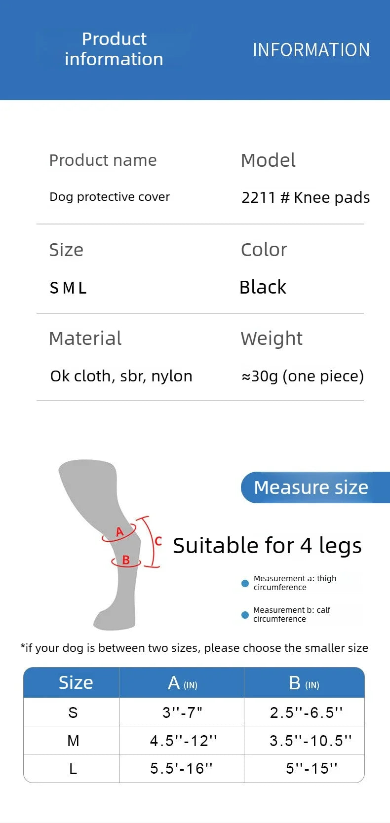 Dog Leg Wraps and Connected Paw Covers, Six Styles