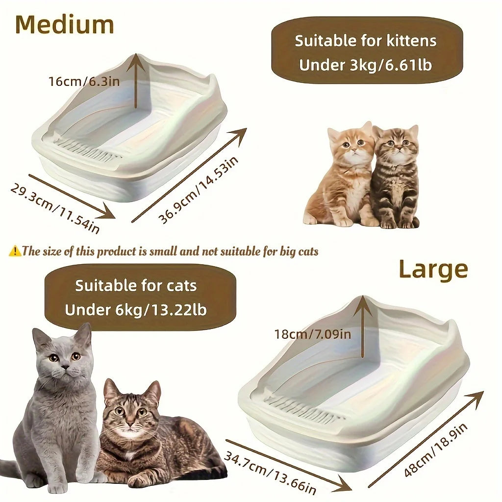 High-Sided Open-Top Cat Litter Box with Scoop
