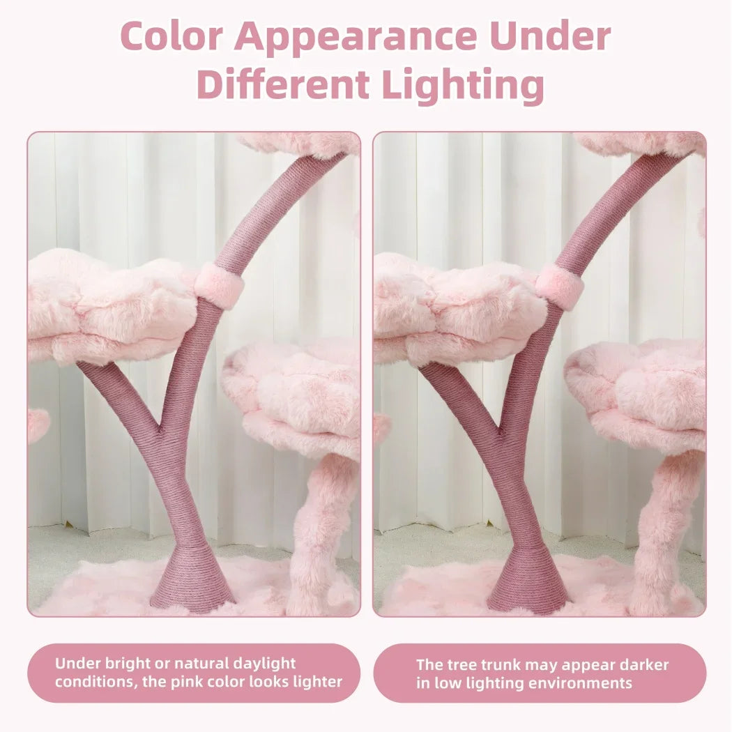 Plush Flower Cat Tree with Scratching Areas
