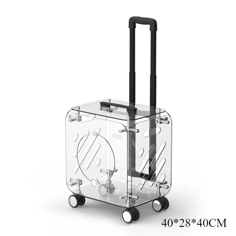 Box-Style Rolling Pet Carrier with Clear Panels