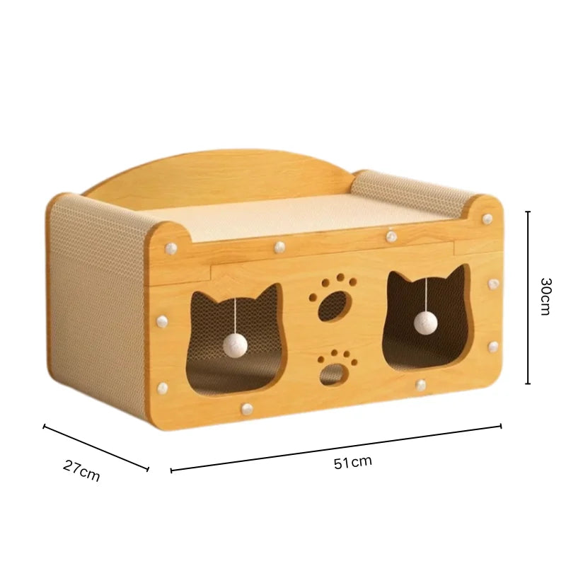 Cat House & Scratcher with Peekaboo Openings