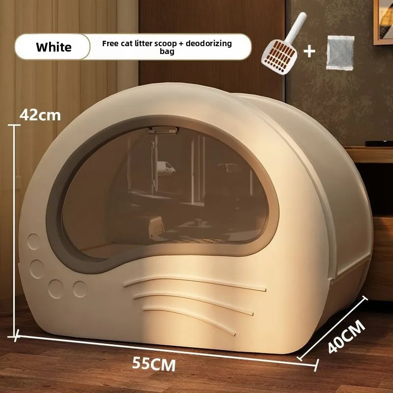 Covered Cat Litter Box with Rounded Front Doorway