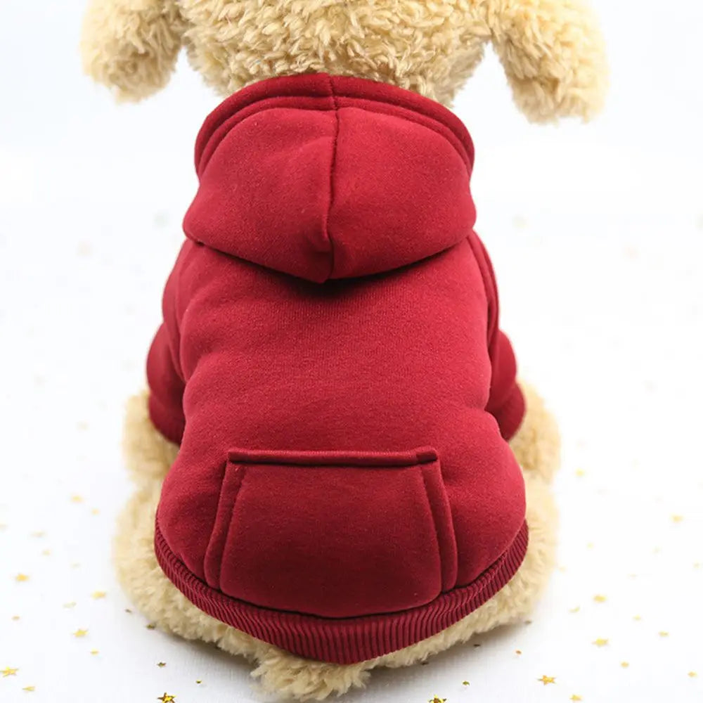 Solid-Color Pet Hoodie with Back Pocket