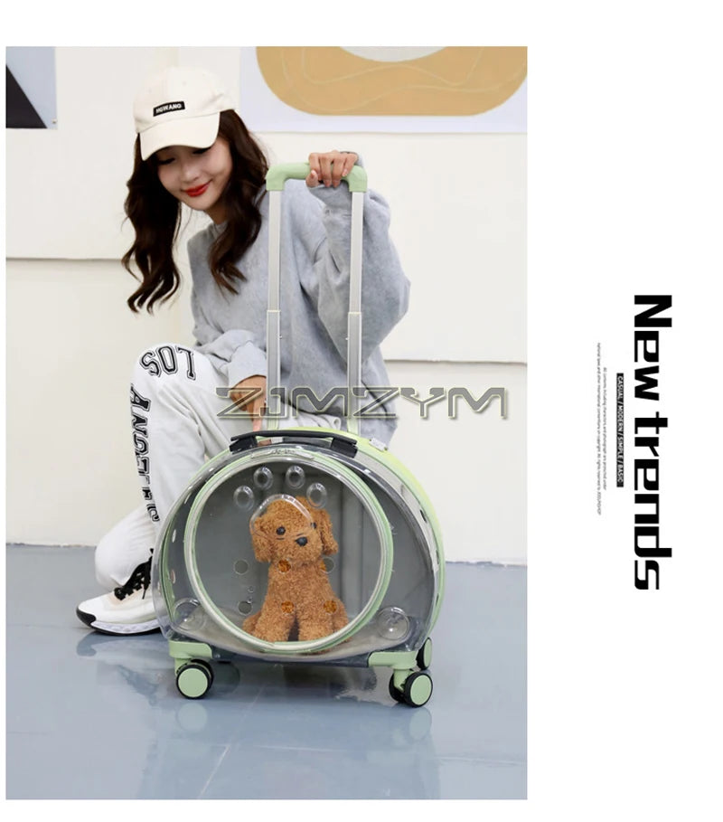 Bubble Pet Carrier Backpack with Wheels & Round Front Opening