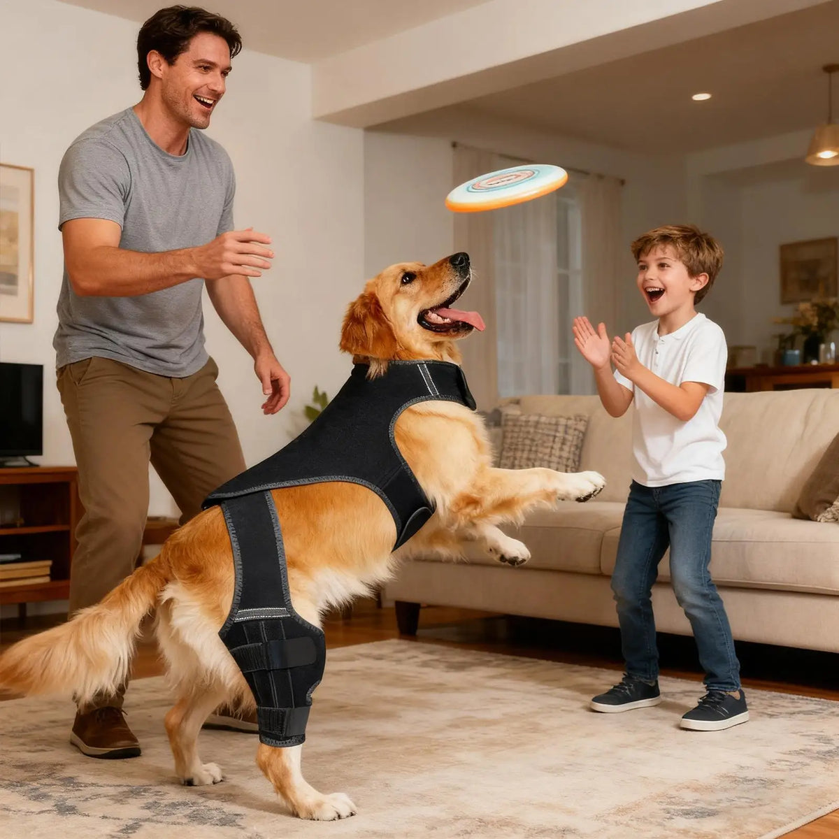 Adjustable Dog Rear-Leg Brace with Body Harness