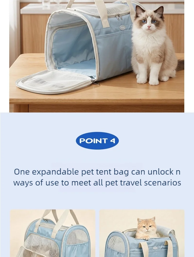 Blue Mesh Travel Carrier for Cats & Small Dogs