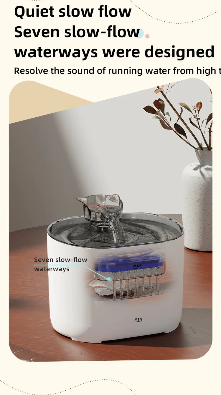 2L Pet Water Fountain with Removable Reservoir