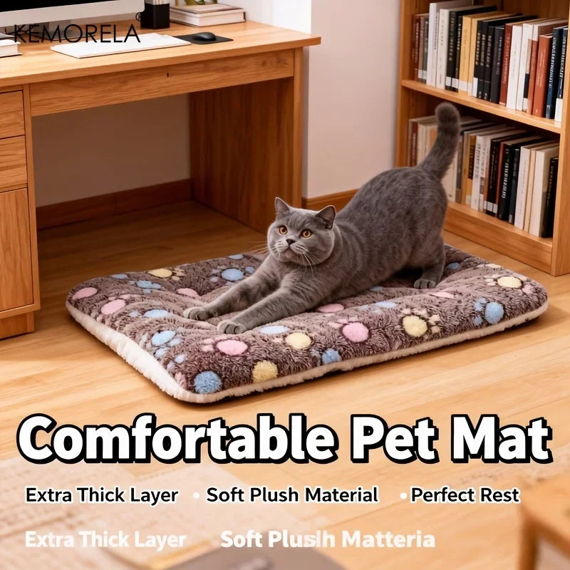 Paw-Print Plush Sleeping Mat for Dogs & Cats