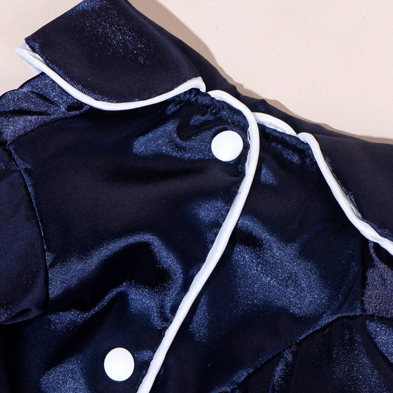 Satin-Look Pet Pajama Shirt with Contrast Piping