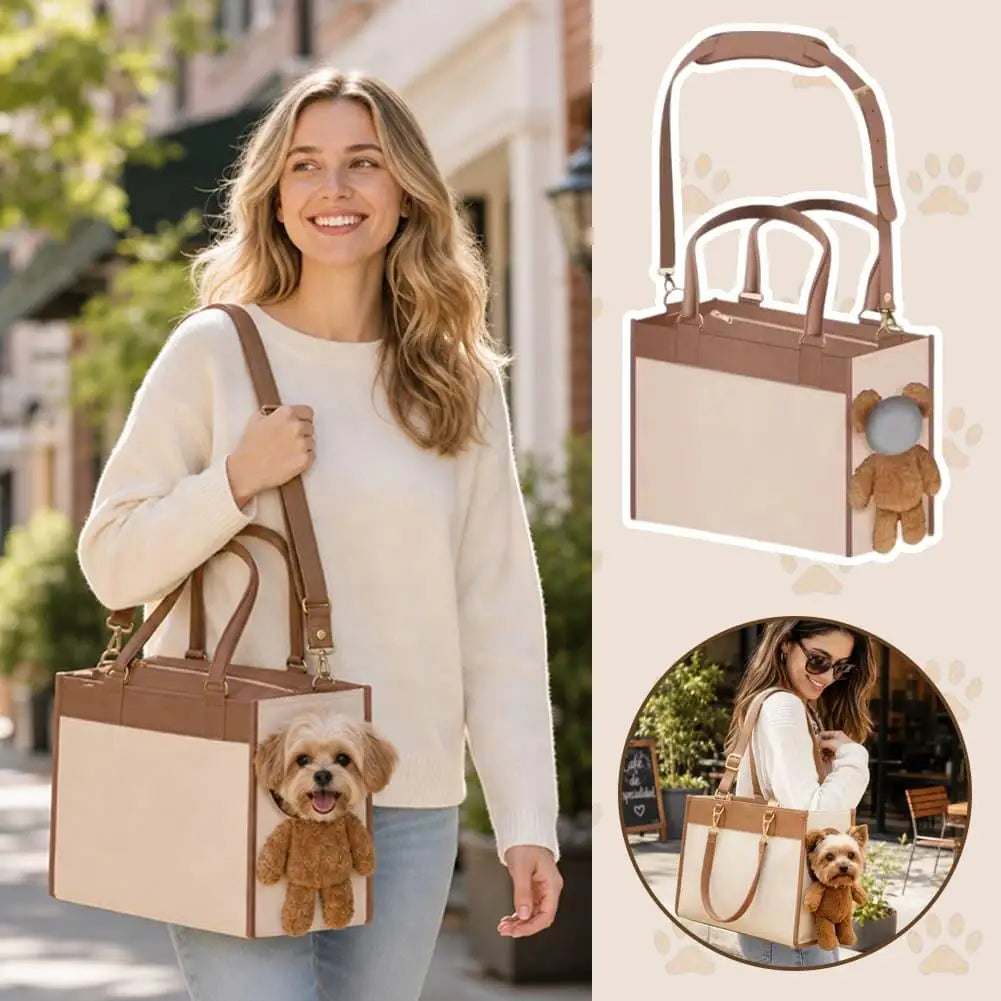 Teddy Bear Pet Carrier Handbag with Adjustable Strap
