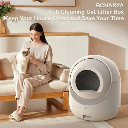 App-Controlled Self-Cleaning Cat Litter Box in Grey
