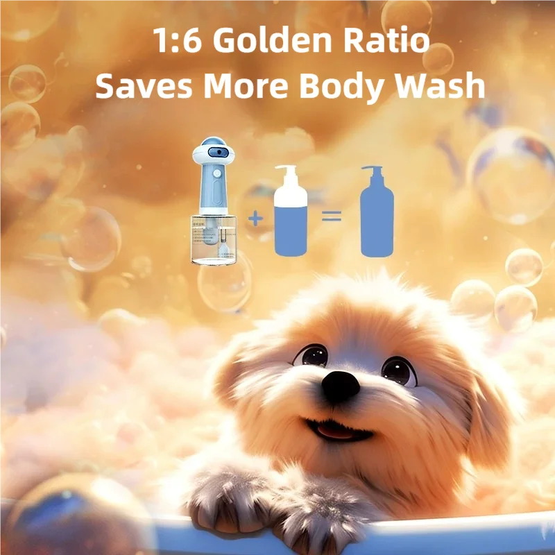 Rechargeable Pet Shampoo Foam Dispenser, Blue