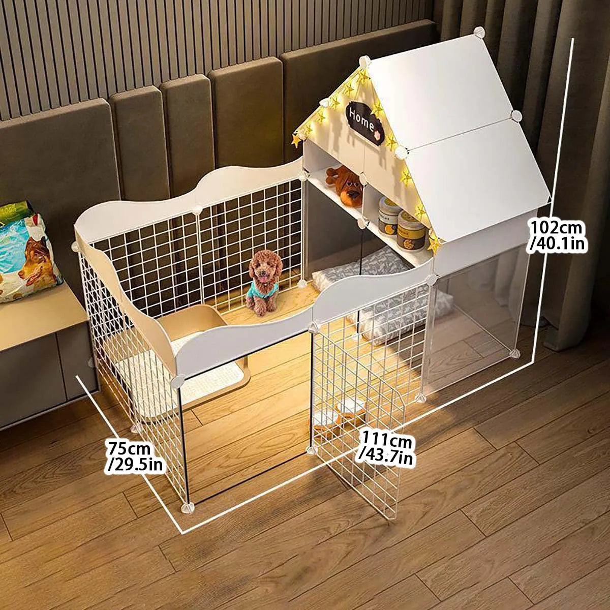 White Modular Indoor Dog Playpen, DIY Panel Enclosure