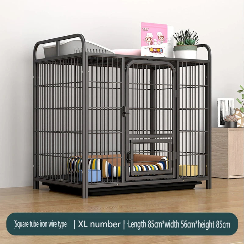 Furniture-Style Dog Crate Side Table with Double Doors & Tray