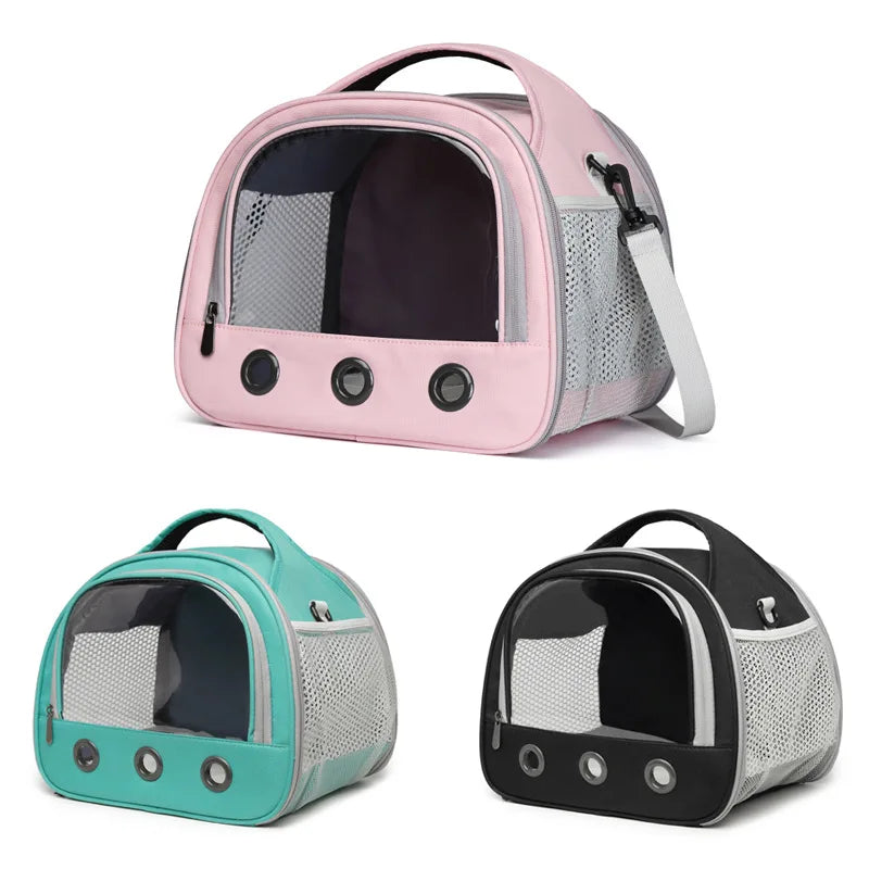 Compact Small-Pet Carrier with Clear Window & Mesh Sides