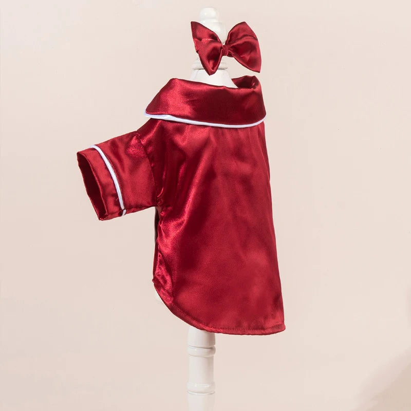 Satin-Look Pet Pajama Shirt with Contrast Piping