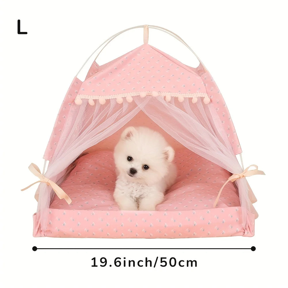Floral Canopy Tent Bed for Cats & Small Dogs