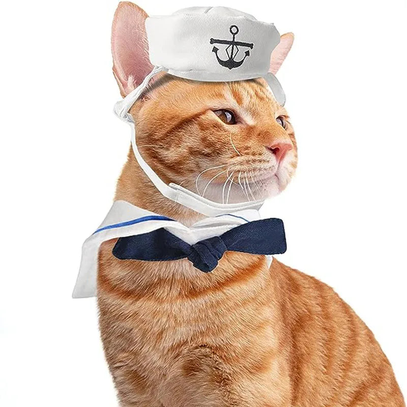 White Sailor Hat & Cloak Pet Costume