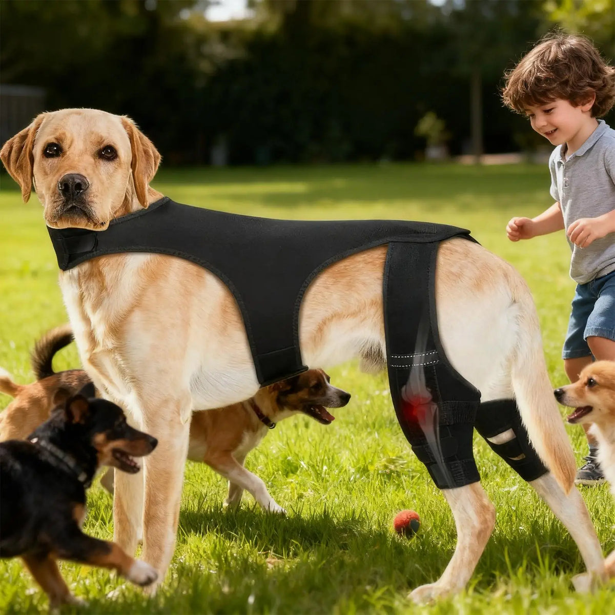 Adjustable Dog Rear-Leg Brace with Body Harness