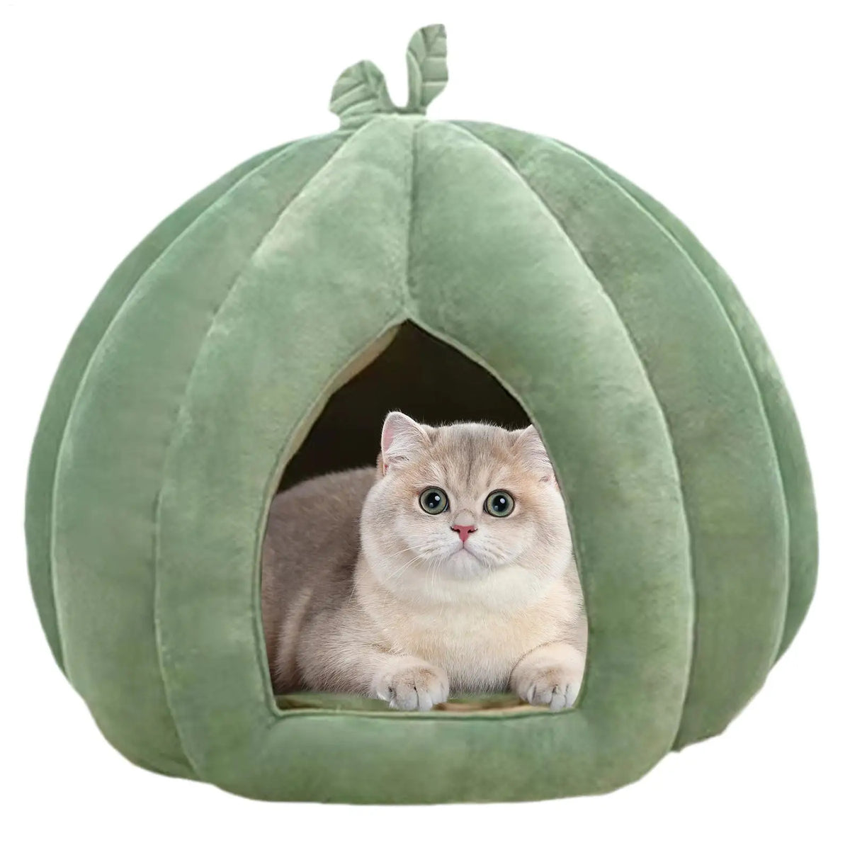 Plush Pumpkin Cat Cave Bed