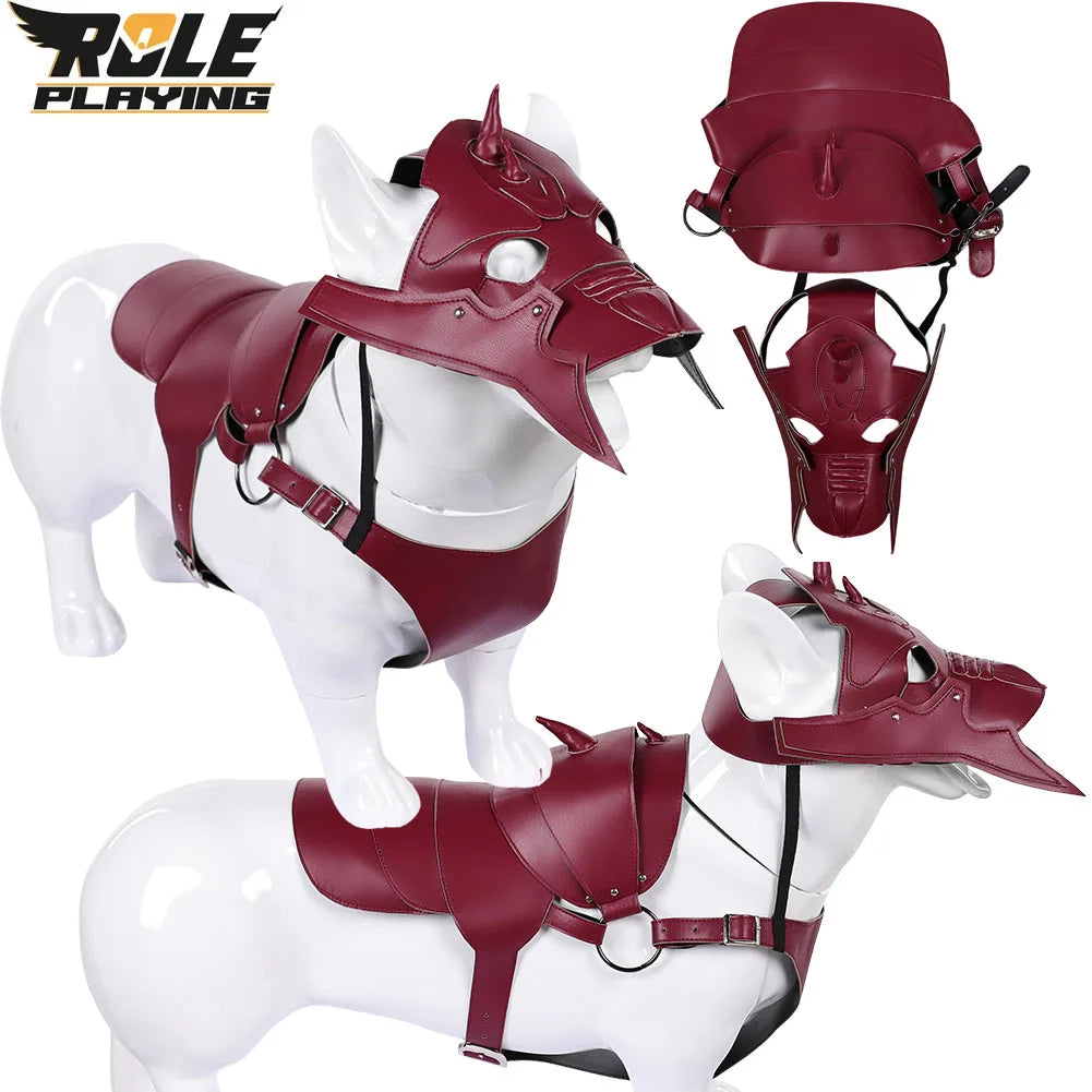 Burgundy Fantasy Armor Pet Costume with Mask