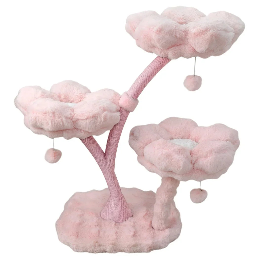 Plush Flower Cat Tree with Scratching Areas