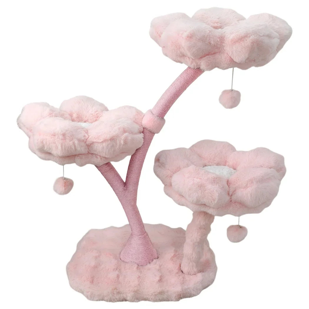 Plush Flower Cat Tree with Scratching Areas