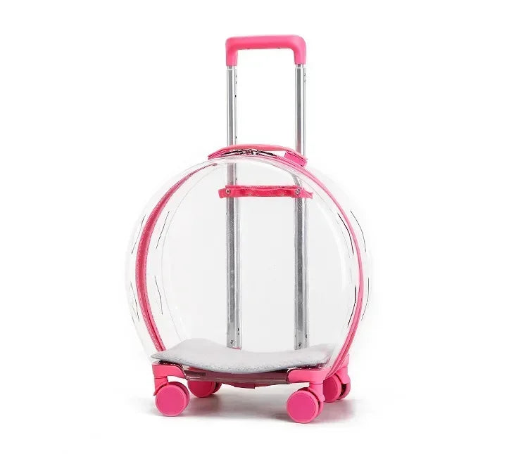 Clear Bubble Rolling Pet Carrier with Telescoping Handle