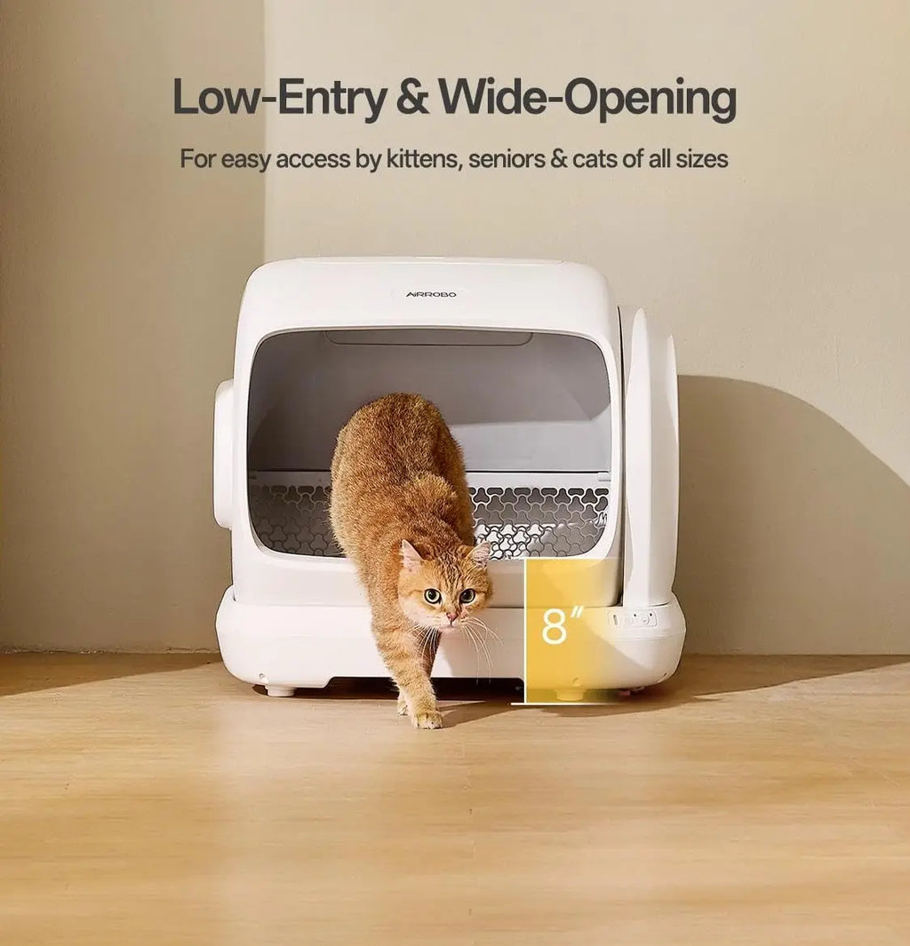 Open-Front Self-Cleaning Cat Litter Box with App Control