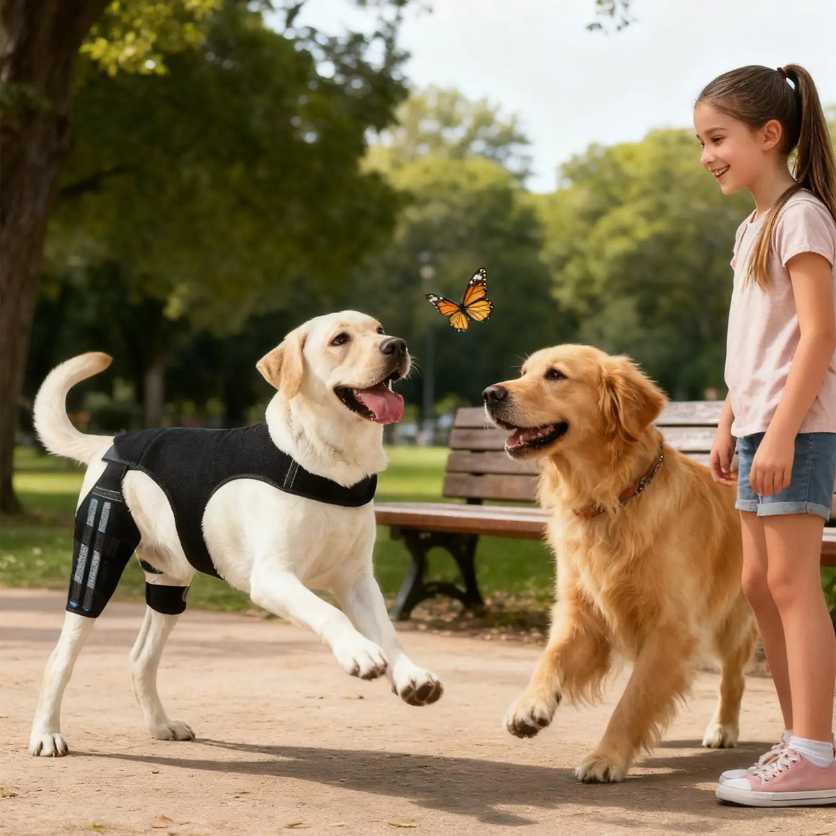 Adjustable Dog Rear-Leg Brace with Body Harness