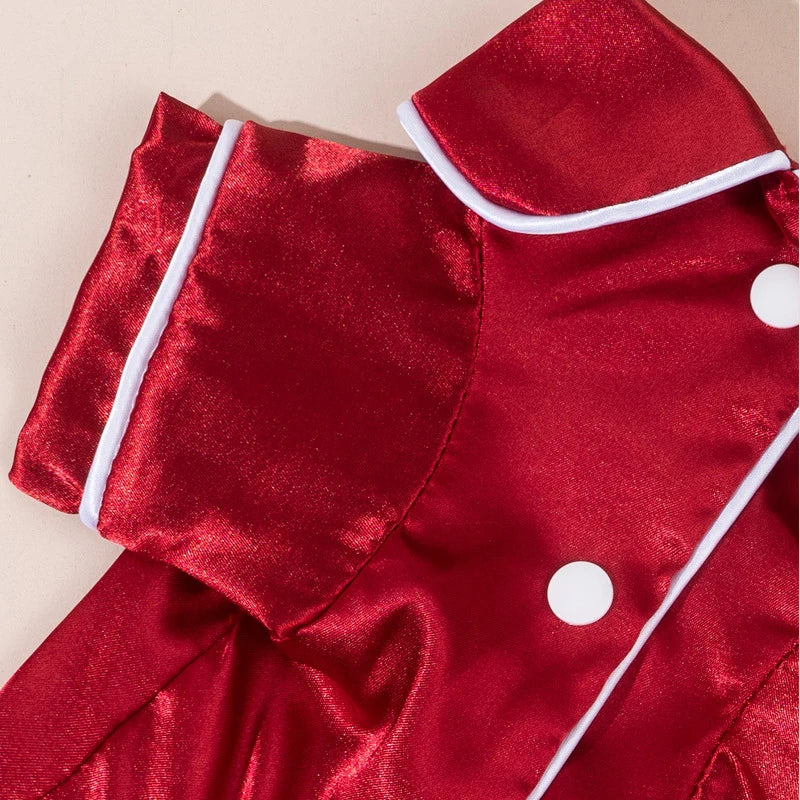 Satin-Look Pet Pajama Shirt with Contrast Piping