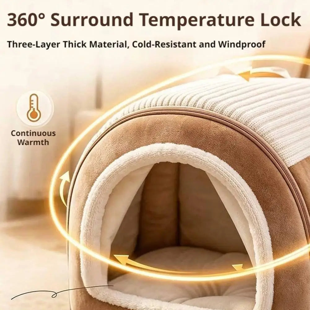 Covered Pet Tent Bed with Door Curtain