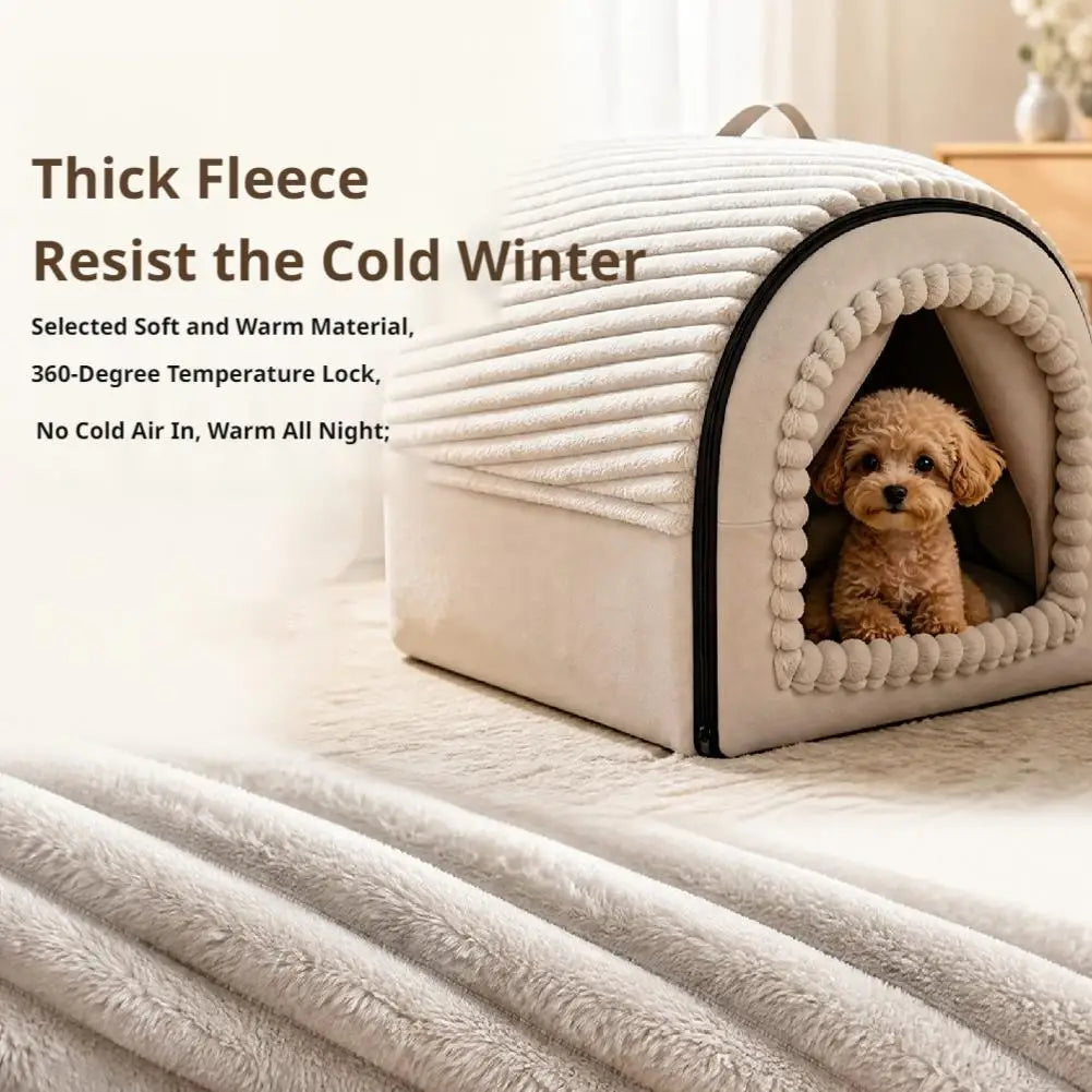 Covered Pet Tent Bed with Door Curtain