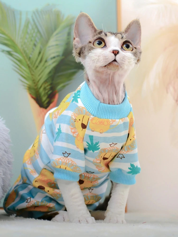 Cartoon-Print Cotton Cat Jumpsuit