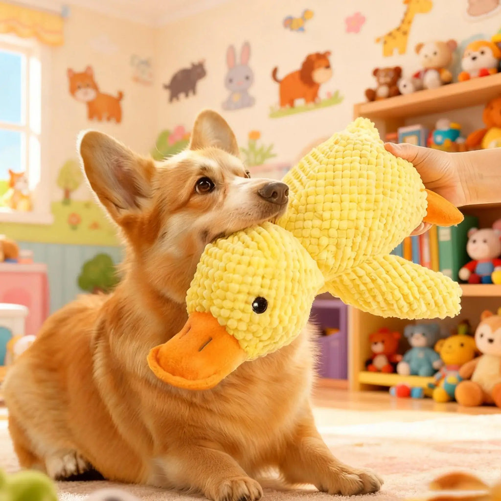 Yellow Plush Duck Dog Toy with Sound