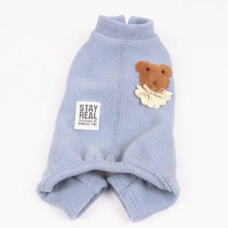 Plush-Lined Pet Jumpsuit with Snap Fastenings