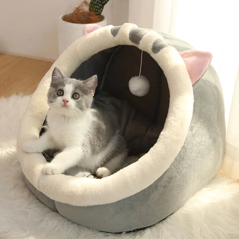 Cat-Ear Cave Bed with Removable Cushion