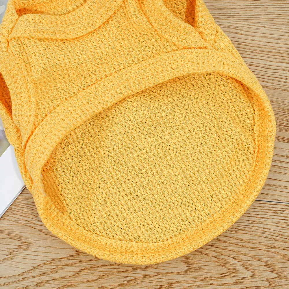 Waffle-Texture Bear-Patch Cat Vest