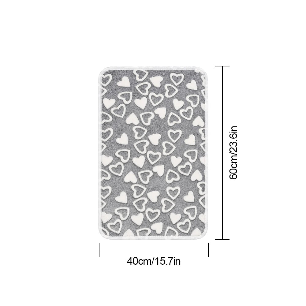 Gray Heart-Print Plush Blanket for Dogs & Cats