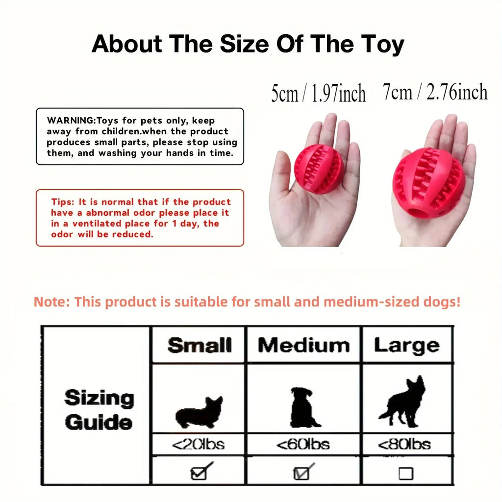 Rubber Treat Ball for Dogs in Three Sizes