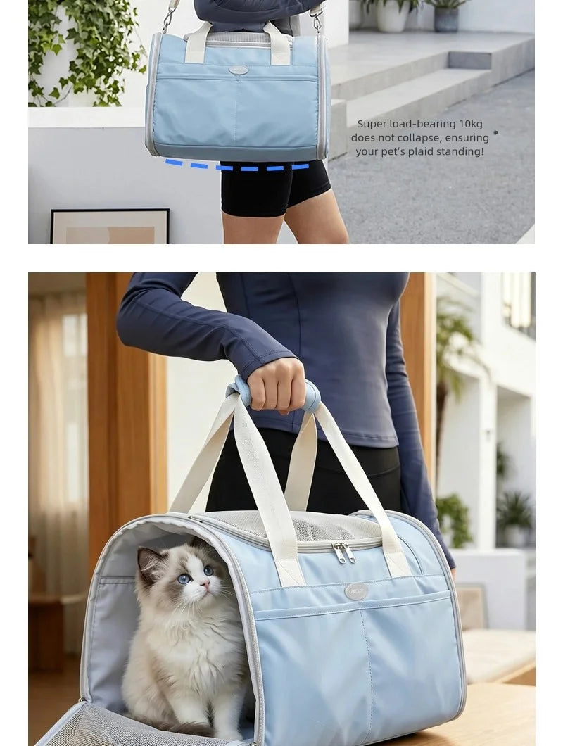 Blue Mesh Travel Carrier for Cats & Small Dogs