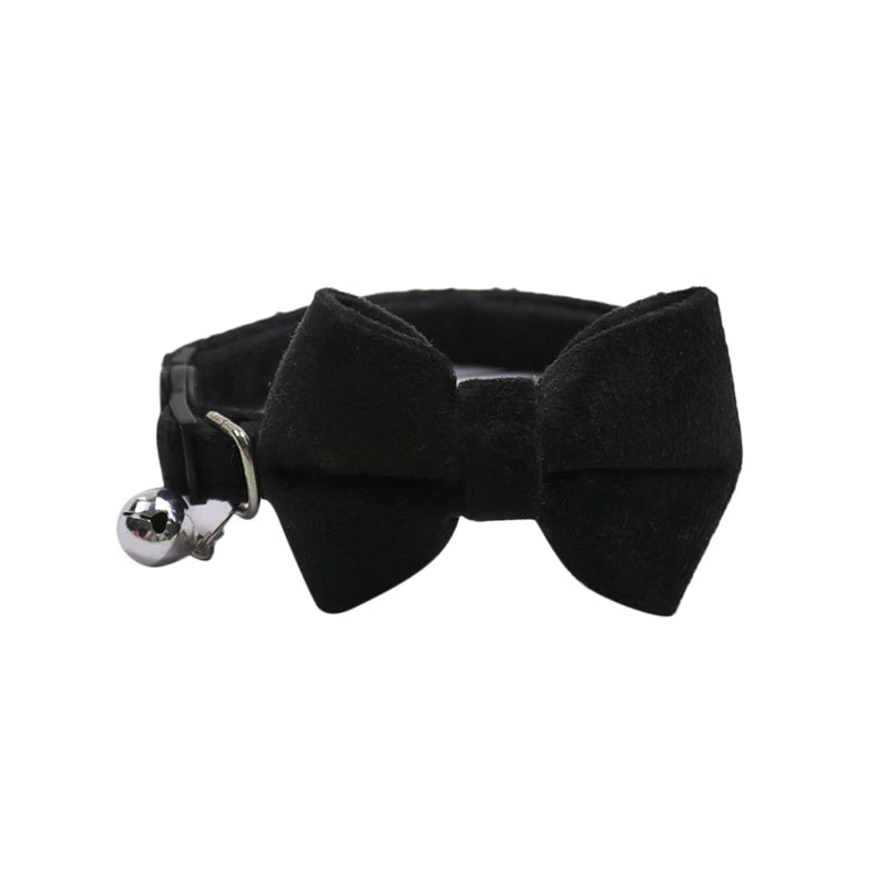 Velvet Bow-Tie Cat Collar with Bell